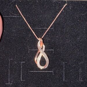 Hallmark Rose Gold Infinity Necklace with Silver Accents